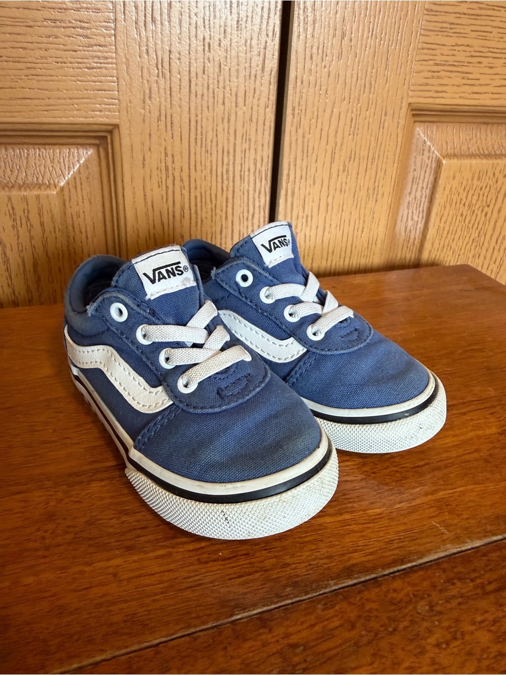 Vans Kids Navy and White Canvas Lace-Up Sneakers